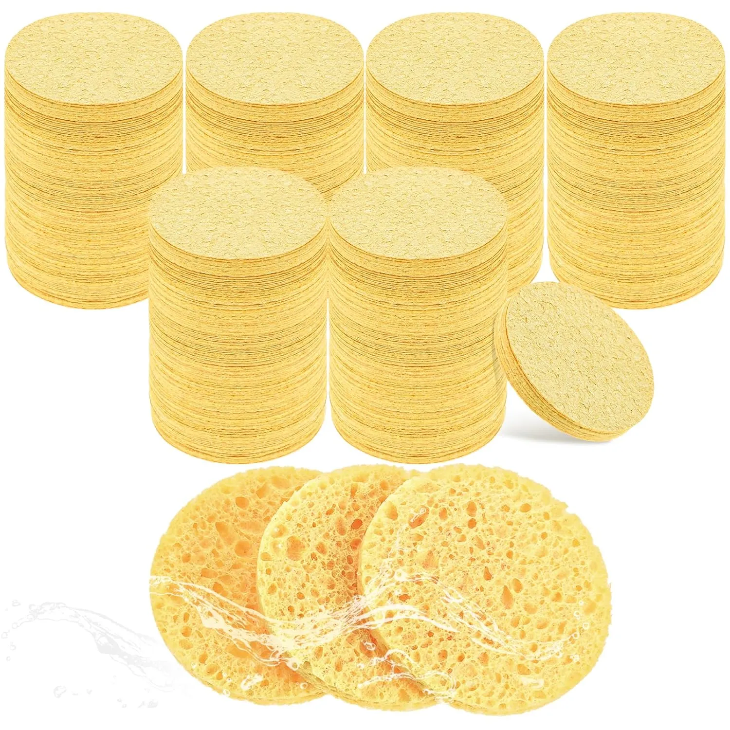 Molain 200PCS Cellulose Face Sponge, Compressed Facial Sponges, Cosmetic Spa Sponges for Gentle Cleansing, Exfoliating, and Makeup Removal - Perfect for Estheticians and Home Use
