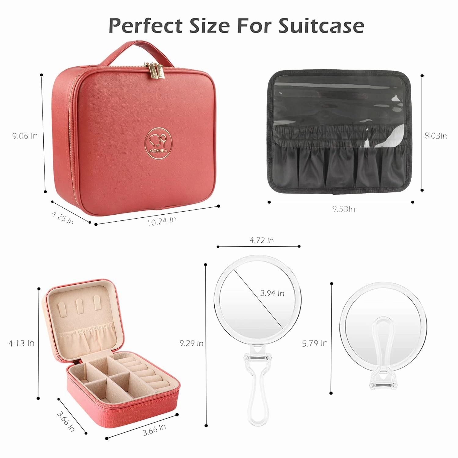 MOMIRA Makeup Mirror Travel Makeup Case with Lighted Partitionable Cosmetic Bag Professional Cosmetic Artist Organizer, Waterproof Portable, Accessories Case, Tools Case