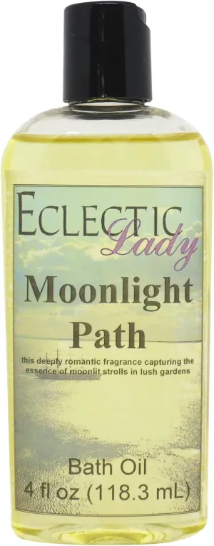 Moonlight Path Bath Oil by Eclectic Lady - Scented Bath Oil - Relaxing & Moisturizing Bathing Oil - Fragrance Body Oil For Dry & Rough Sensitive Skin - Body Daily Nourishing Shower Oil (4 oz)