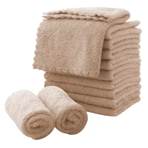 MOONQUEEN Microfiber Facial Cloths Fast Drying Washcloth 12 Pack - Premium Soft Makeup Remover Cloths - Brown
