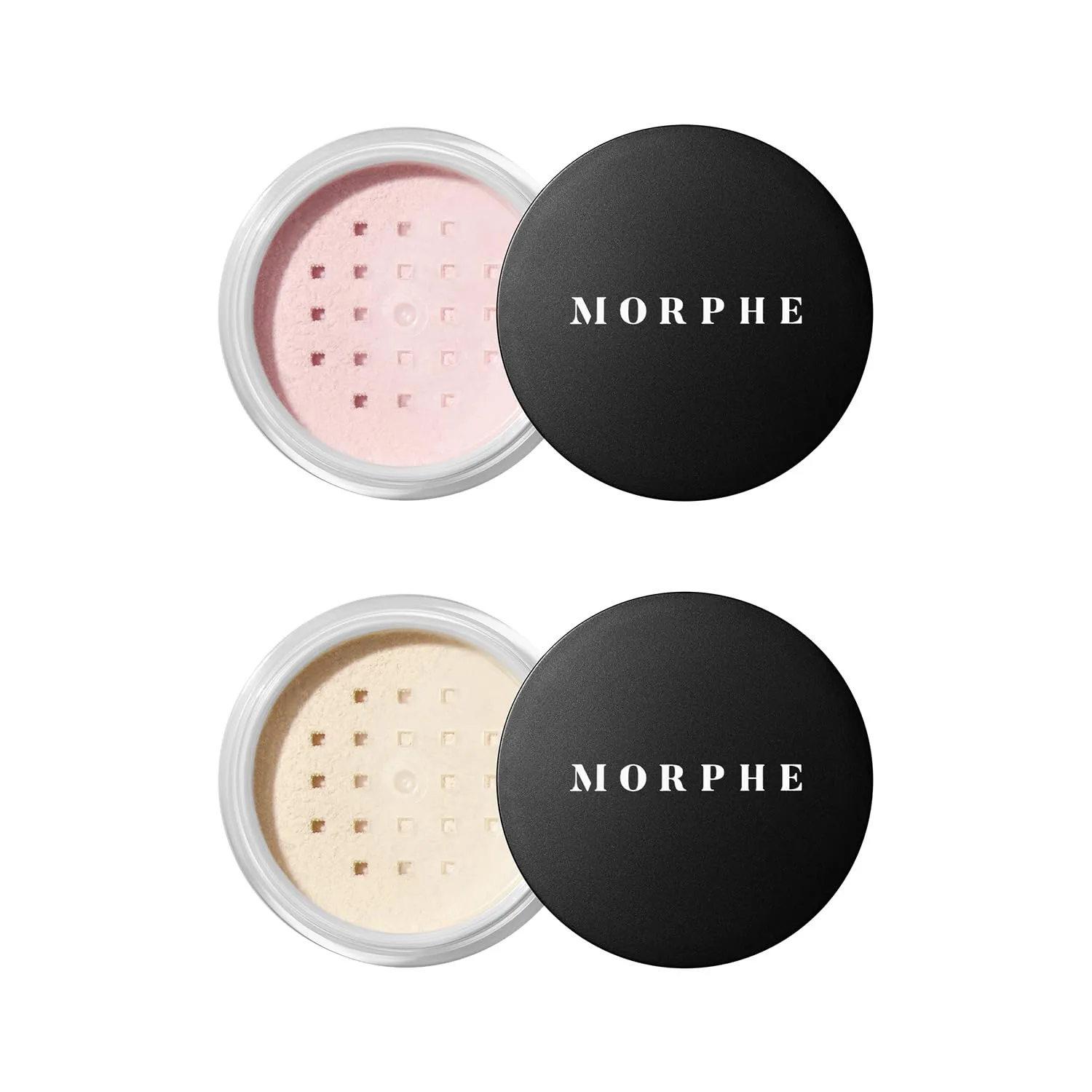 Morphe Totally Set Mini Brighten & Set Setting Powder Duo - Lightweight, Talc-Free Powder for Face Makeup Natural Finish - Minimizes Shine for Up to 24HR - Translucent (2 Count)