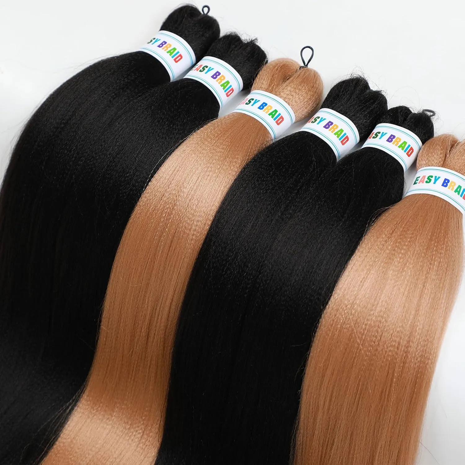 Ms Aloe Braiding Hair Pre Stretched Braids Hair Prestretched Braiding Hair Black with Blonde Colored Hair Extensions for Braiding Box Braids Knotless Braiding Hair,26inch