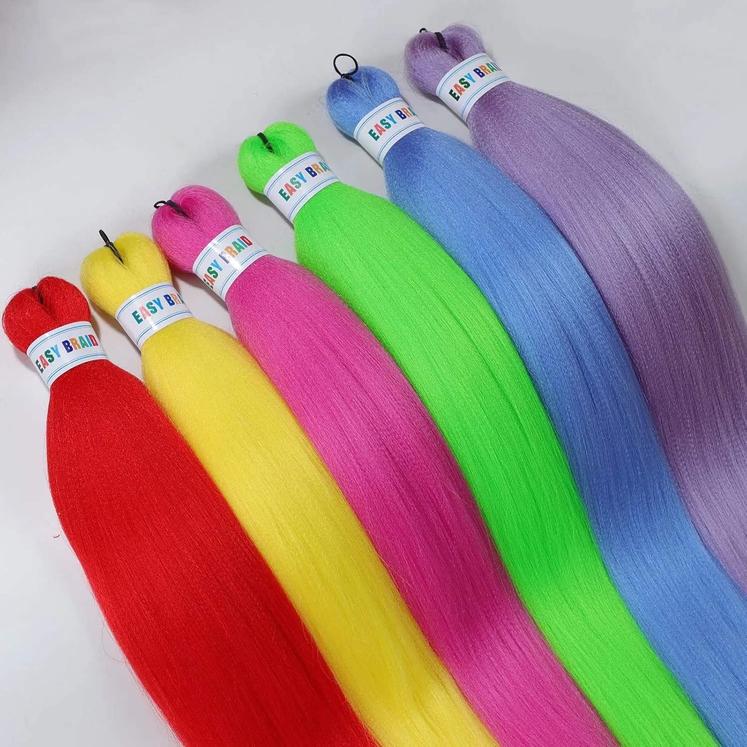 Ms Aloe Colorful Braiding Hair Pre Stretched Braiding Hair Multi Colored Braiding Hair Soft Knoteless Braids Hair 26inch 6 Pack Rainbow Braiding Hair Pre Stretched