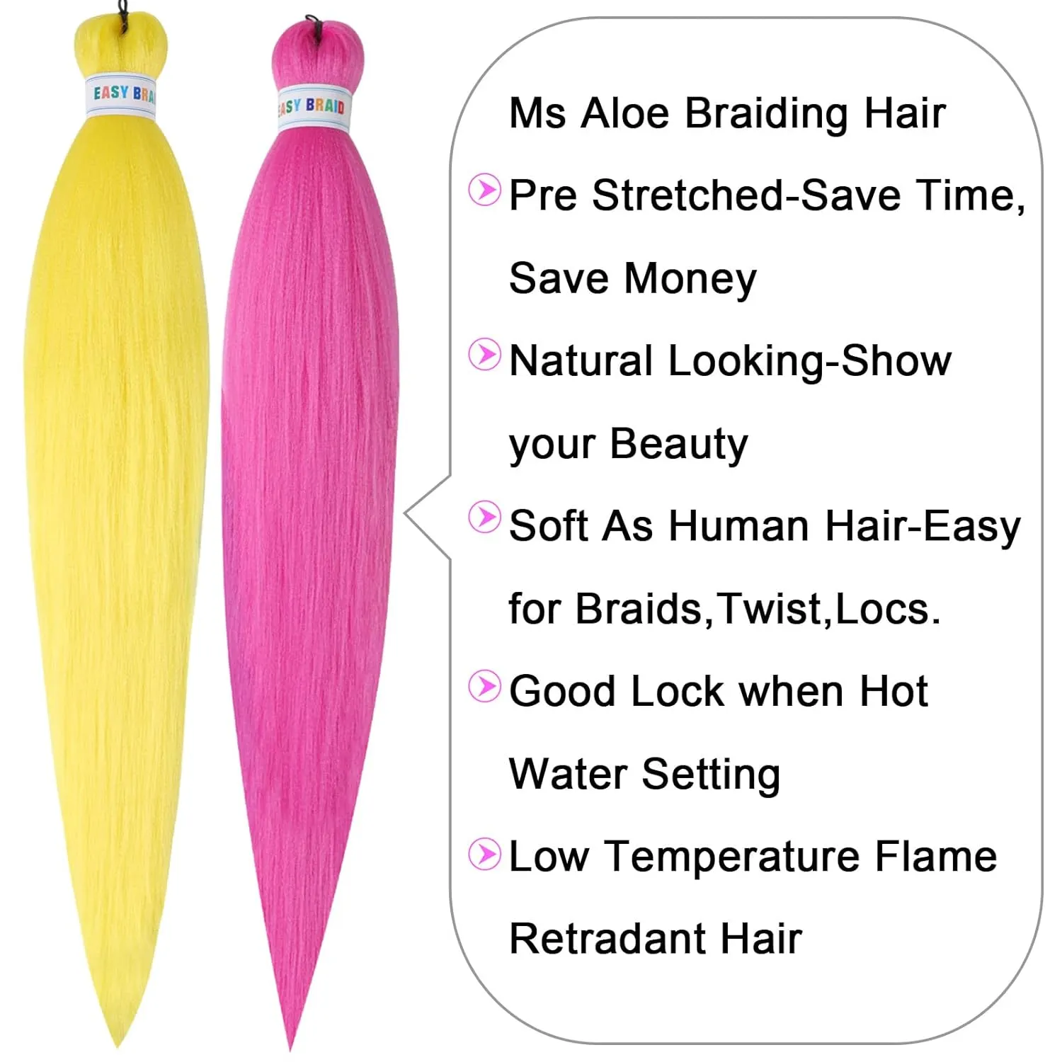 Ms Aloe Colorful Braiding Hair Pre Stretched Braiding Hair Multi Colored Braiding Hair Soft Knoteless Braids Hair 26inch 6 Pack Rainbow Braiding Hair Pre Stretched