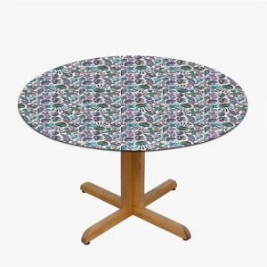 Multi Round Waterproof Table Cover Elastic Tablecloth Bunch of Deep Sea Elements with Screw Shell Crabs Polyester Washable Table Cloths Fit for 40""-43"" Diameter Table Marine