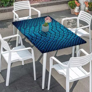Multicolor Elastic Edge Fitted Tablecloth, Crocodile Bone Skin Pattern Colored Realistic Rectangle Table Cover for Outdoor Picnic Camping Parties Animal Fits up 5 Foot Tables