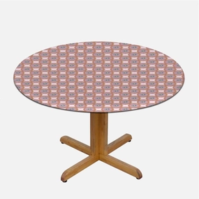 Multicolor Waterproof Stain Resistant Stretch Tablecloth Exotic Style Mandalaspired with Elastic Edge Polyester Waterproof Spill Proof Table Cover Colored Eastern Fits up 45"-50" Diameter Tables
