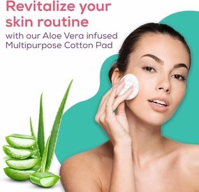 Multipurpose Cotton Pads, 200 Pcs, 100% Cotton, with Aloe Vera Extracts, Embossed, Double Sided, for Skin Cleaning, Eye & Face Makeup Removal, Nail Polish Removal, Pack of 4 (100's Each)