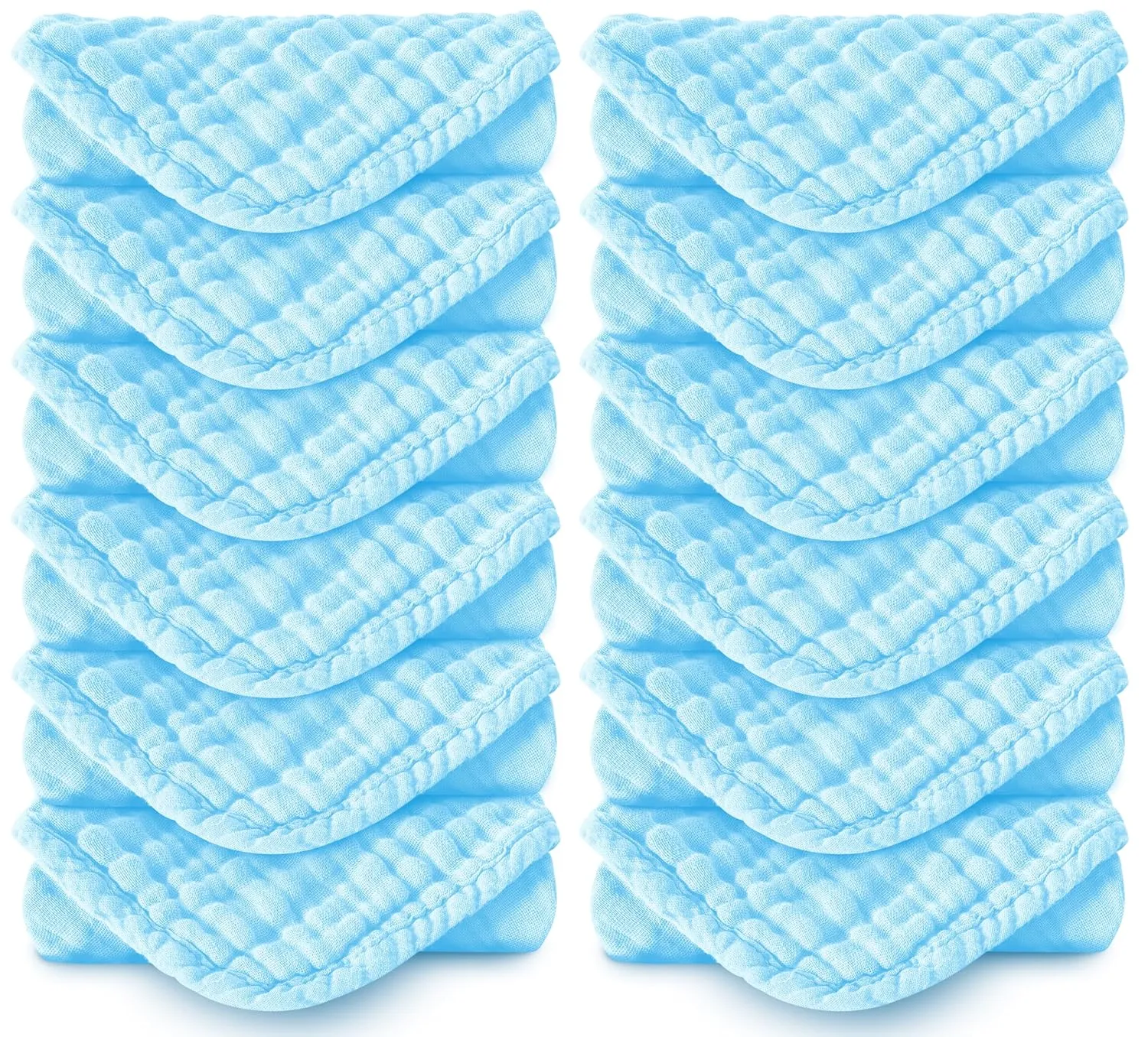 Muslin Burp Cloths 100% Cotton Large 20''x10'' Extra Soft and Absorbent Baby Wash Cloths Spit Up Rags - Baby Burping Cloth for Boys Girls Items(12 Pack Aquamarine)