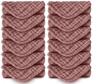 Muslin Burp Cloths 100% Cotton Large 20''x10'' Extra Soft and Absorbent Baby Wash Cloths Spit Up Rags - Baby Burping Cloth for Boys Girls Items(12 Pack Bean Paste)
