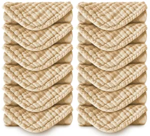 Muslin Burp Cloths 100% Cotton Large 20''x10'' Extra Soft and Absorbent Baby Wash Cloths Spit Up Rags - Baby Burping Cloth for Boys Girls Items(12 Pack Brown)