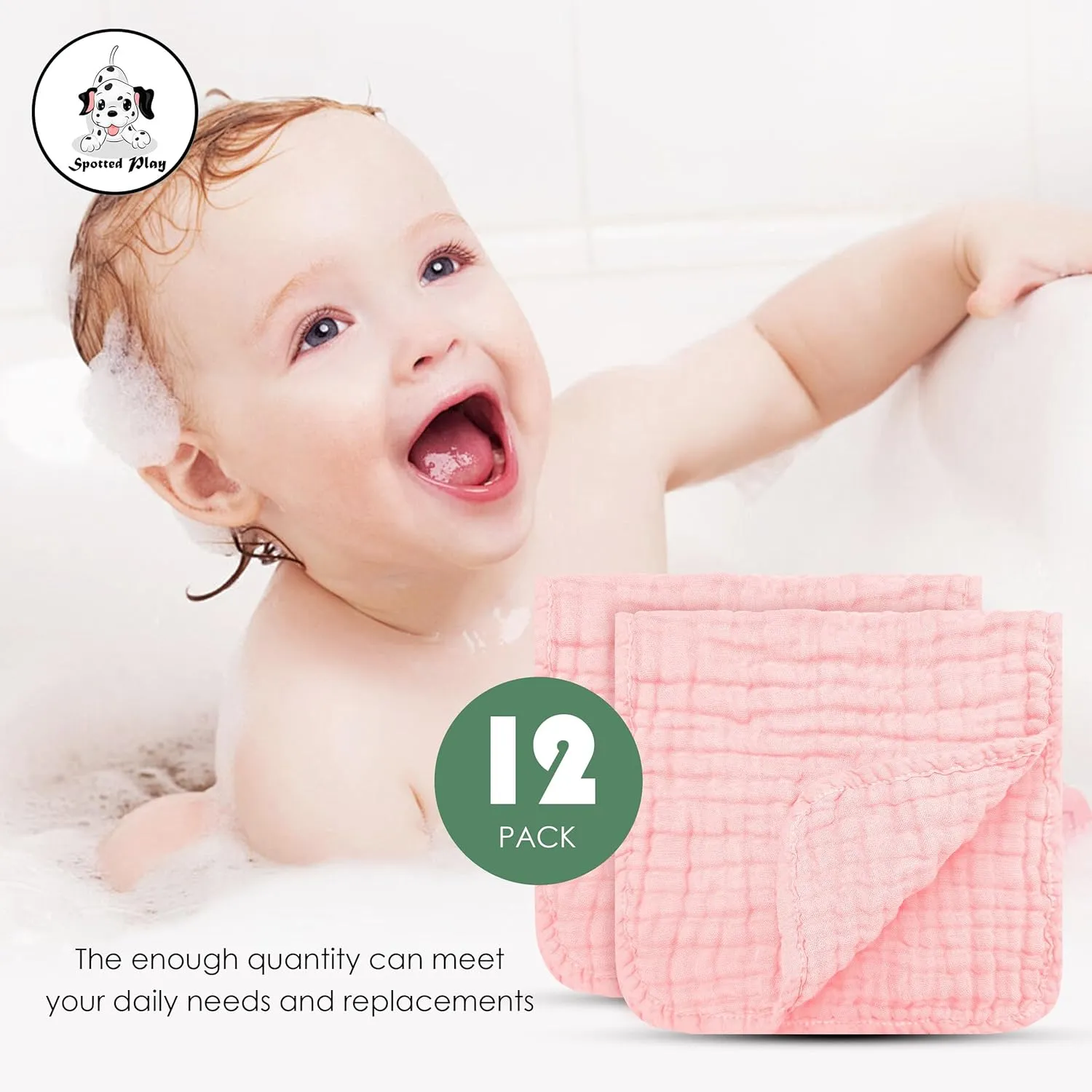 Muslin Burp Cloths 100% Cotton Large 20''x10'' Extra Soft and Absorbent Baby Wash Cloths Spit Up Rags - Baby Burping Cloth for Boys Girls Items(12 Pack Pink)
