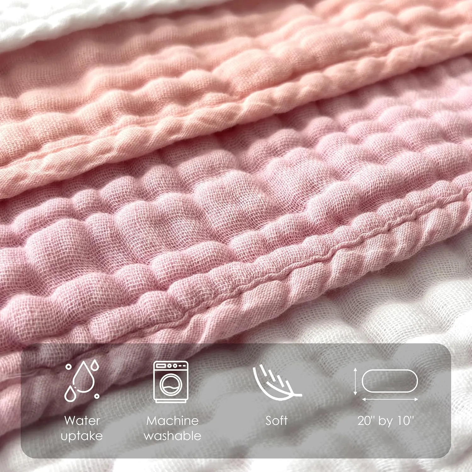 Muslin Burp Cloths for Baby 100% Cotton Burping Cloths for Unisex, Boy, Girl - Large 20'' by 10'' Newborn Essentials Ultra Soft Absorbent Milk Spit Up Rags - 12 Pack - White Light Sakura Series