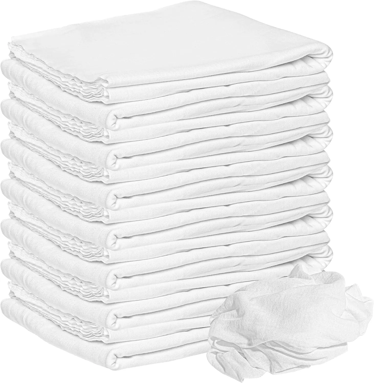 Nabob Wipers New Lint Free Rags 100% Cotton Cleaning Rags, Soft Cloth Tshirt Material for Cast Iron, Staining Wood, Dust Rags, Shoe Polishing (18"x18") 150 Pack