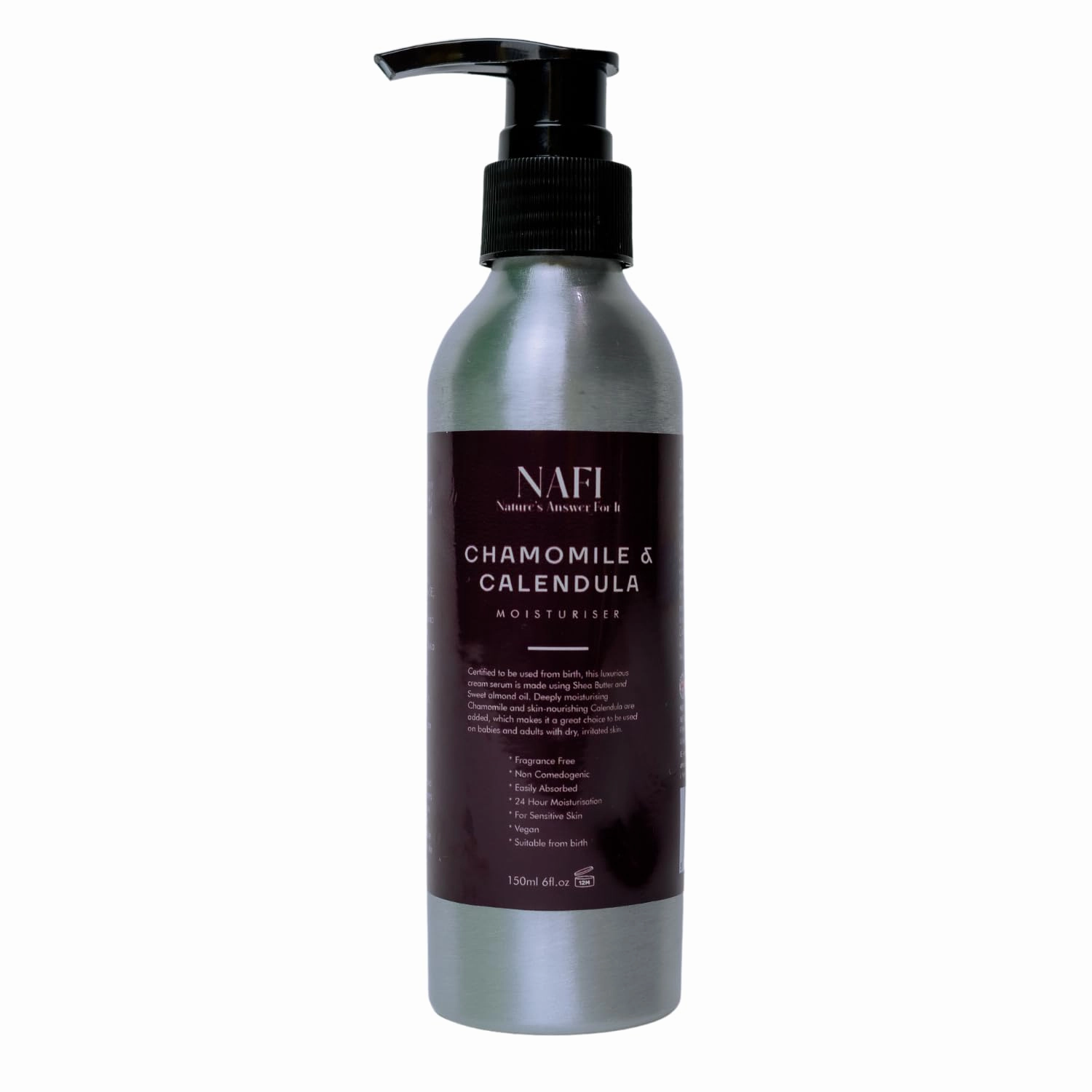 NAFI Deeply Moisturizing Chamomile & Skin Nourishing Calendula Moisturizer Cream 150ml With Shea Butter & Almond Milk, Product Of UK