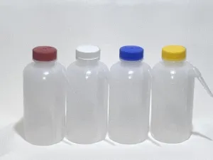 Nalgene 2423-0500 LDPE Color-Coded Unitary Wash Bottle, 500mL Capacity, Colored Polypropylene Screw Cap, Assorted Cap Colors, Pack of Four
