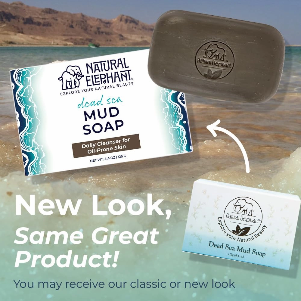 Natural Elephant Dead Sea Mud Soap 4.4 oz 5 Pack (5 Soap Bars)