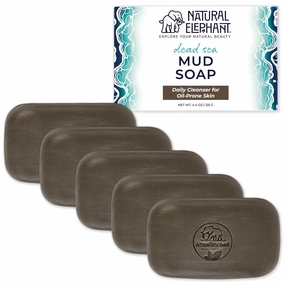 Natural Elephant Dead Sea Mud Soap 4.4 oz 5 Pack (5 Soap Bars)