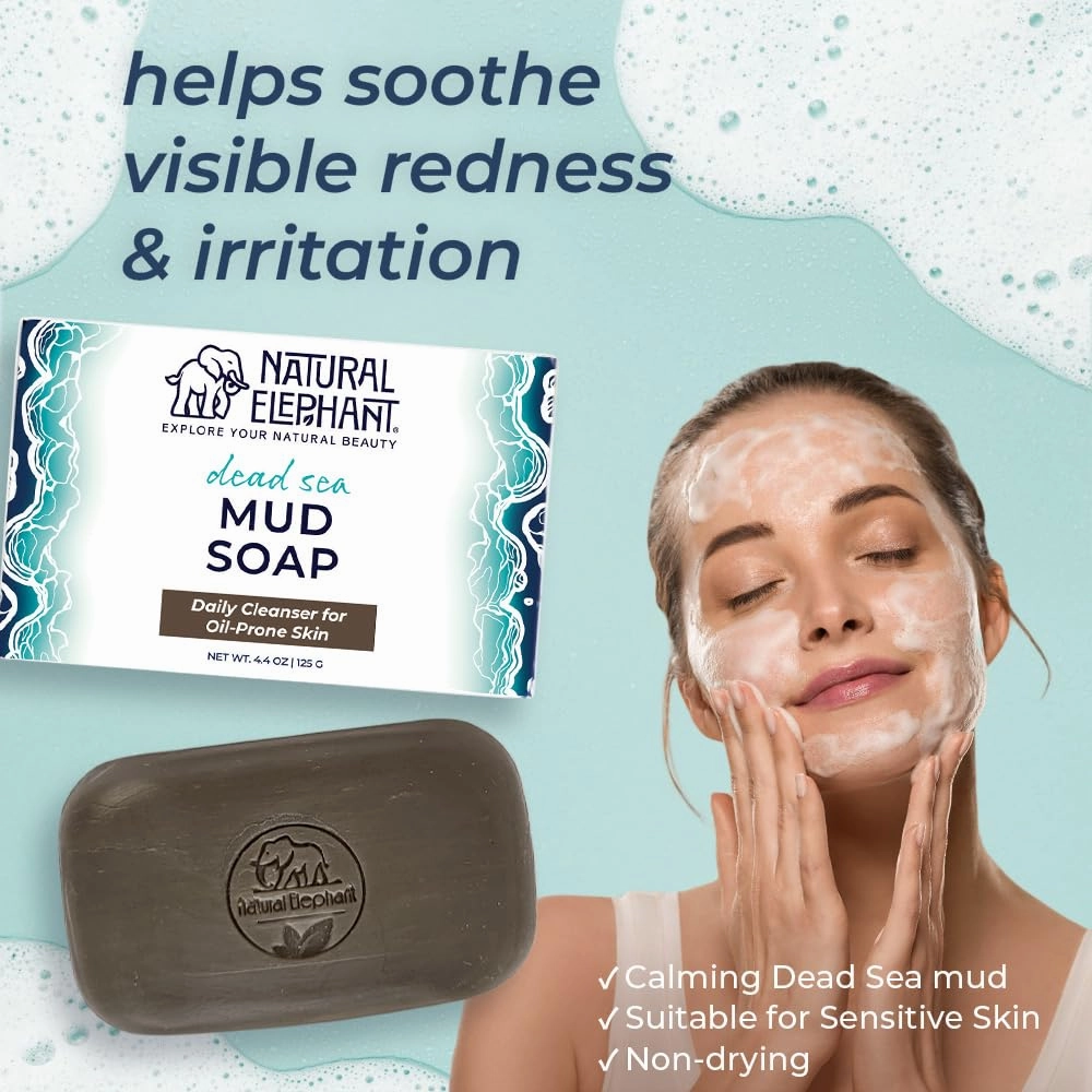 Natural Elephant Dead Sea Mud Soap 4.4 oz 5 Pack (5 Soap Bars)