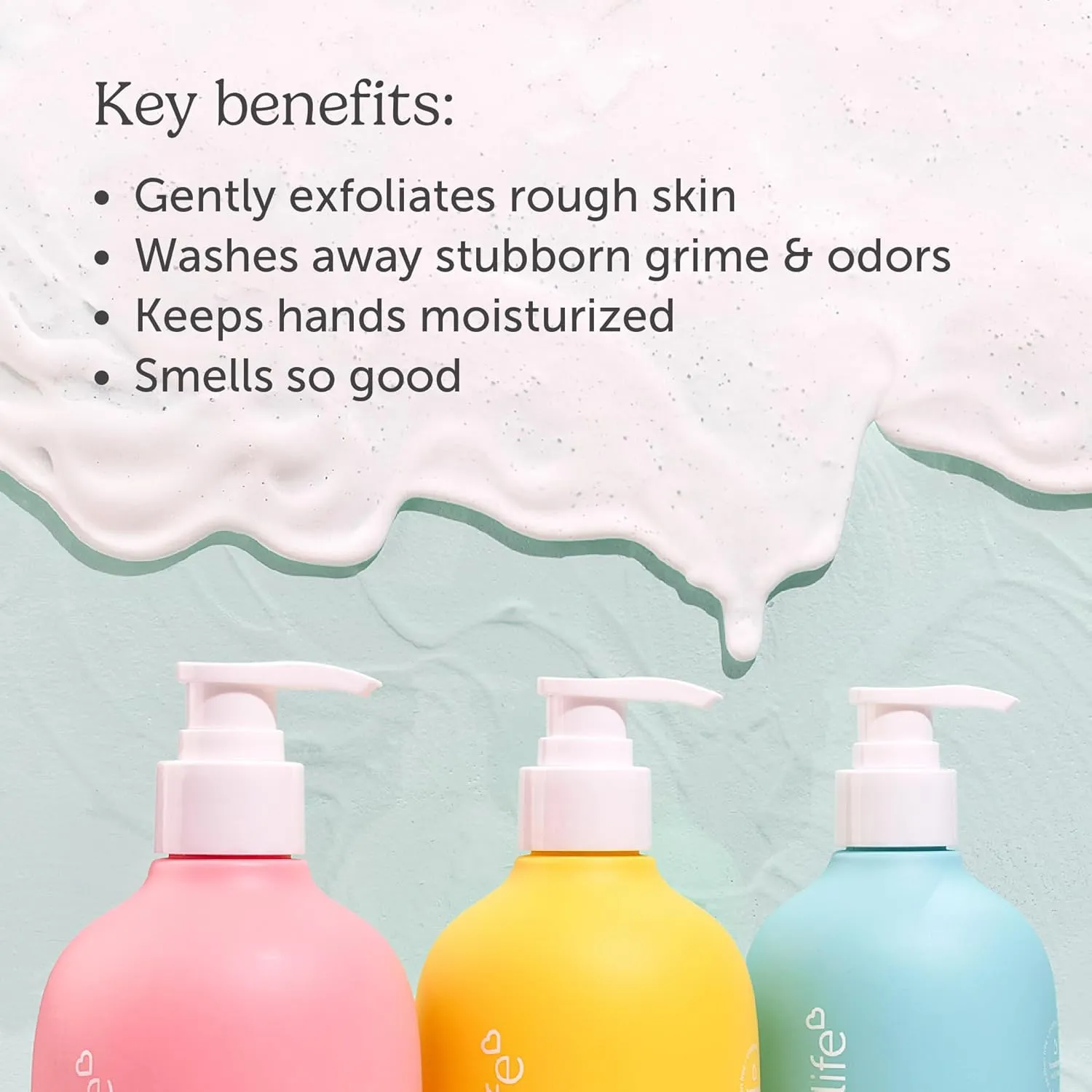 Nectar Life Hand Wash 14oz, Exfoliating, Moisturizing, Vegan, Clean Hand Wash Scrub with Volcanic Pumice & Shea Butter, Food Smell Eliminator (Fruit Smoothie)