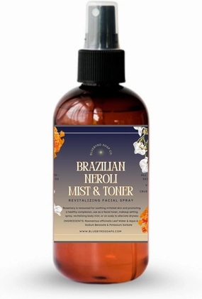 Neroli Water Facial Mist | Hydrating Toner & Makeup Setting Spray | 100% Pure Orange Blossom Hydrosol | Vegan, Alcohol-Free, & Aromatherapy-Infused | Refresh & Revitalize Skin & Hair – 8oz (Neroli)