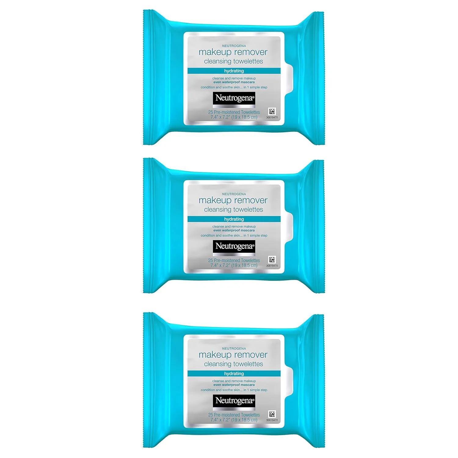 Neutrogena Makeup Remover Cleansing Towelettes, Daily Face Wipes to Remove Dirt, Oil, Makeup & Waterproof Mascara, 25 ct. (Pack of 3)