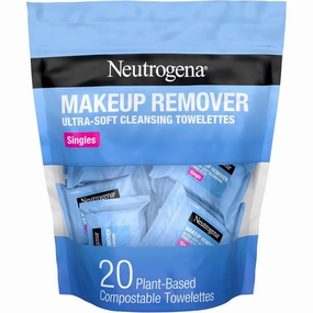 Neutrogena Facial Cleansing Towelette Singles, Daily Face Wipes to Remove Dirt, Oil, Makeup & Waterproof Mascara, Gentle, Alcohol-Free, Individually Wrapped, 20 Count