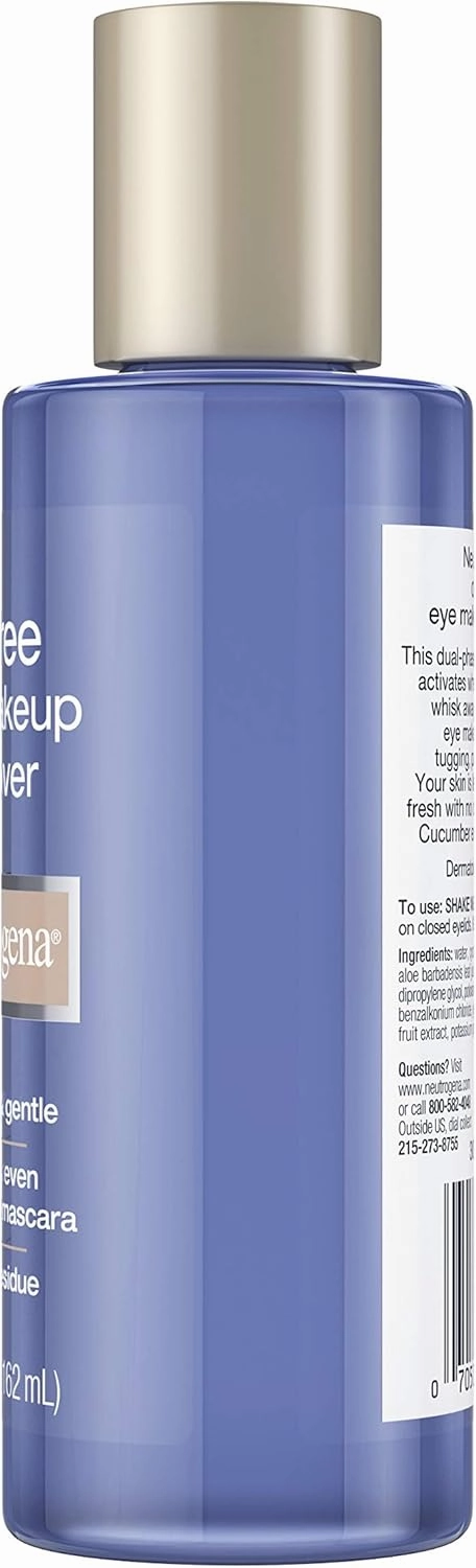 Neutrogena Oil-Free Liquid Eye Makeup Remover, Residue-Free, Non-Greasy, Gentle & Skin-Soothing Makeup Remover Solution with Aloe & Cucumber Extract for Waterproof Mascara, 5.5 fl. Oz (Pack of 4)