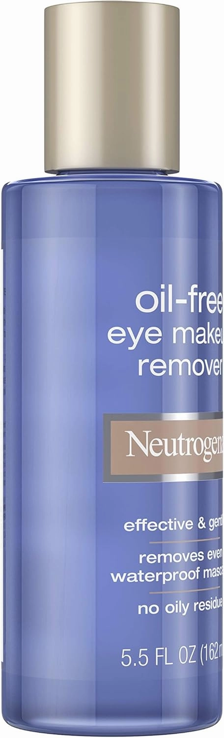 Neutrogena Oil-Free Liquid Eye Makeup Remover, Residue-Free, Non-Greasy, Gentle & Skin-Soothing Makeup Remover Solution with Aloe & Cucumber Extract for Waterproof Mascara, 5.5 fl. Oz (Pack of 4)