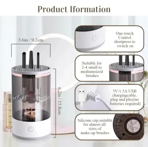 NEW Makeup Brush Cleaner-Upgraded 7000rpm Spinner 2024, Electric Makeup Brush Cleaner, Automatic Makeup Brush Cleaner, Portable Makeup Brush Cleaner, Brushly Pro Cosmetic, Bristlefy, White