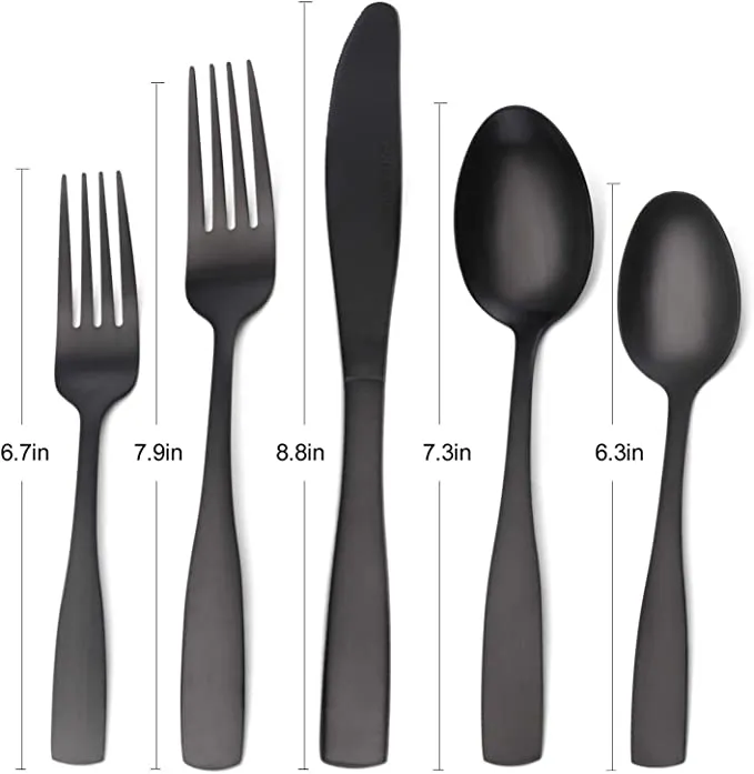 New O.C.E. Matte Black Silverware Set, Satin Finish 20-Piece Stainless Steel Flatware set, Tableware Cutlery Set Service for 4, Utensils for Kitchens, Dishwasher Safe