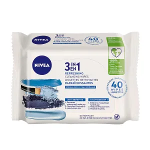 NIVEA 3-in-1 Refreshing Face Cleansing Wipes Normal and Combination Skin (40 Count), Biodegradable Wipes Made from 100% Plant Fibres, Makeup Remover Wipes Cleanse, Moisturize and Refresh Skin