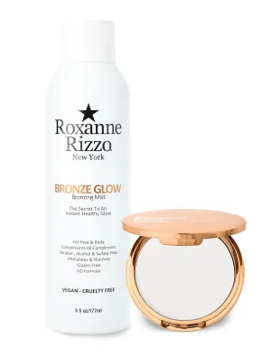 No filter set by Roxanne Rizzo - Bronze Glow along side Wall Street Translucent Powder delivers a flawless matte finish that lasts - It keeps your complexion looking fresh without ever appearing cakey