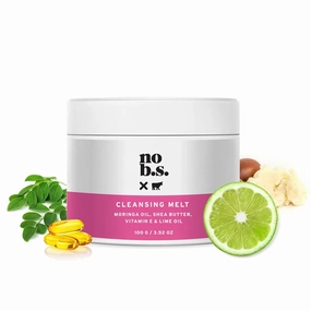 No Bad Stuff - Cleansing Melt with Moringa Oil, Shea Butter, Vitamin E, and Lime Oil, Facial Cleanser Balm, 3.52oz