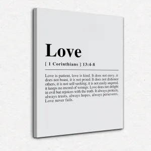 NOGRIT 1 Corinthians 13 Wall Art, Christian Canvas Art 11x14 Inch, Love Never Fails Bible Verse Wall Decor