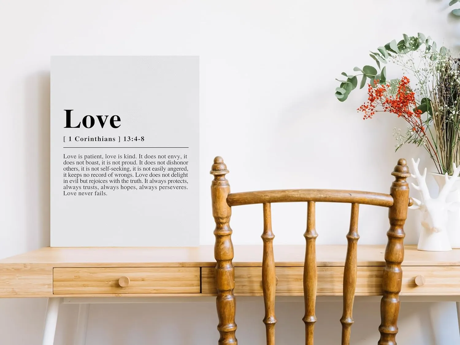 NOGRIT 1 Corinthians 13 Wall Art, Christian Canvas Art 11x14 Inch, Love Never Fails Bible Verse Wall Decor