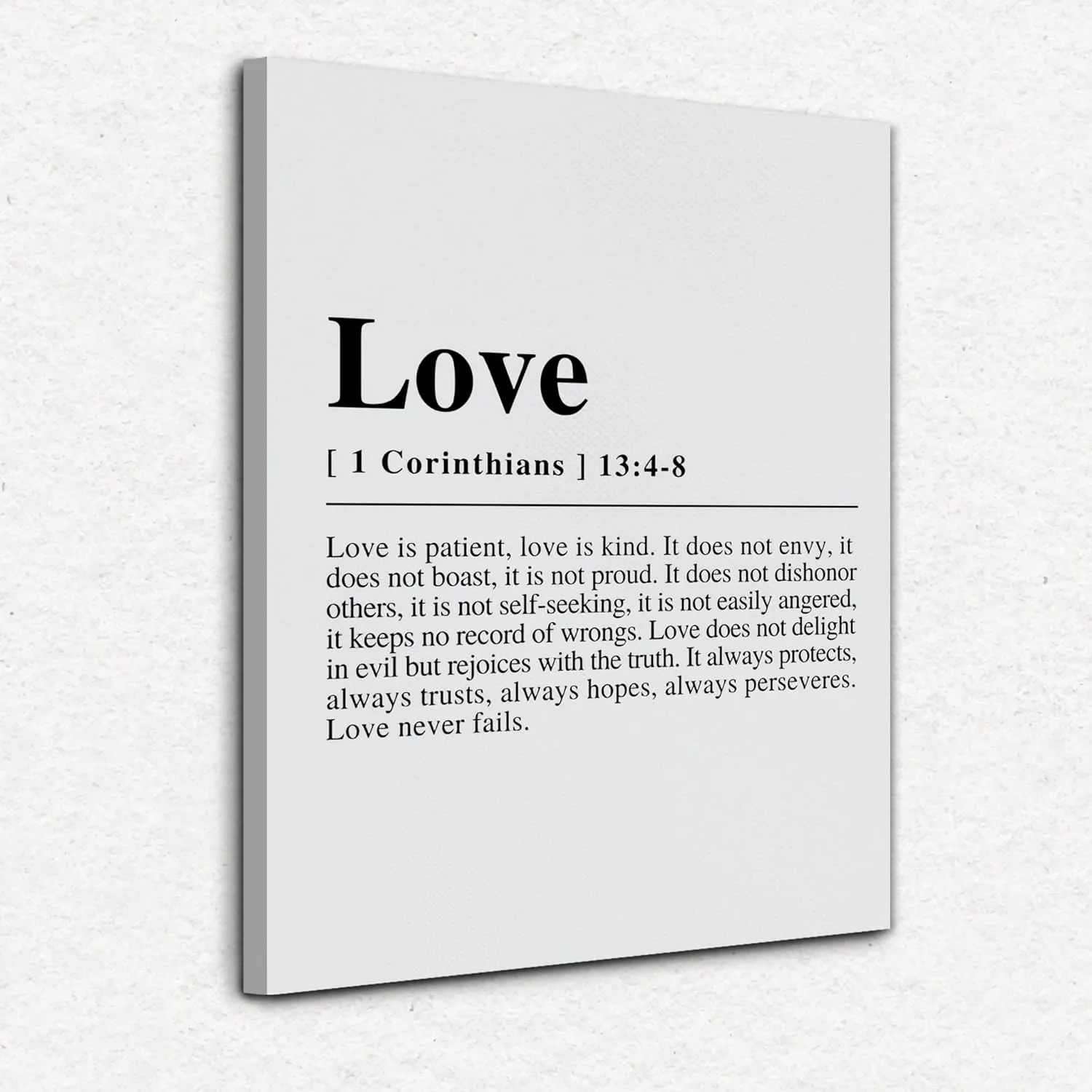 NOGRIT 1 Corinthians 13 Wall Art, Christian Canvas Art 11x14 Inch, Love Never Fails Bible Verse Wall Decor