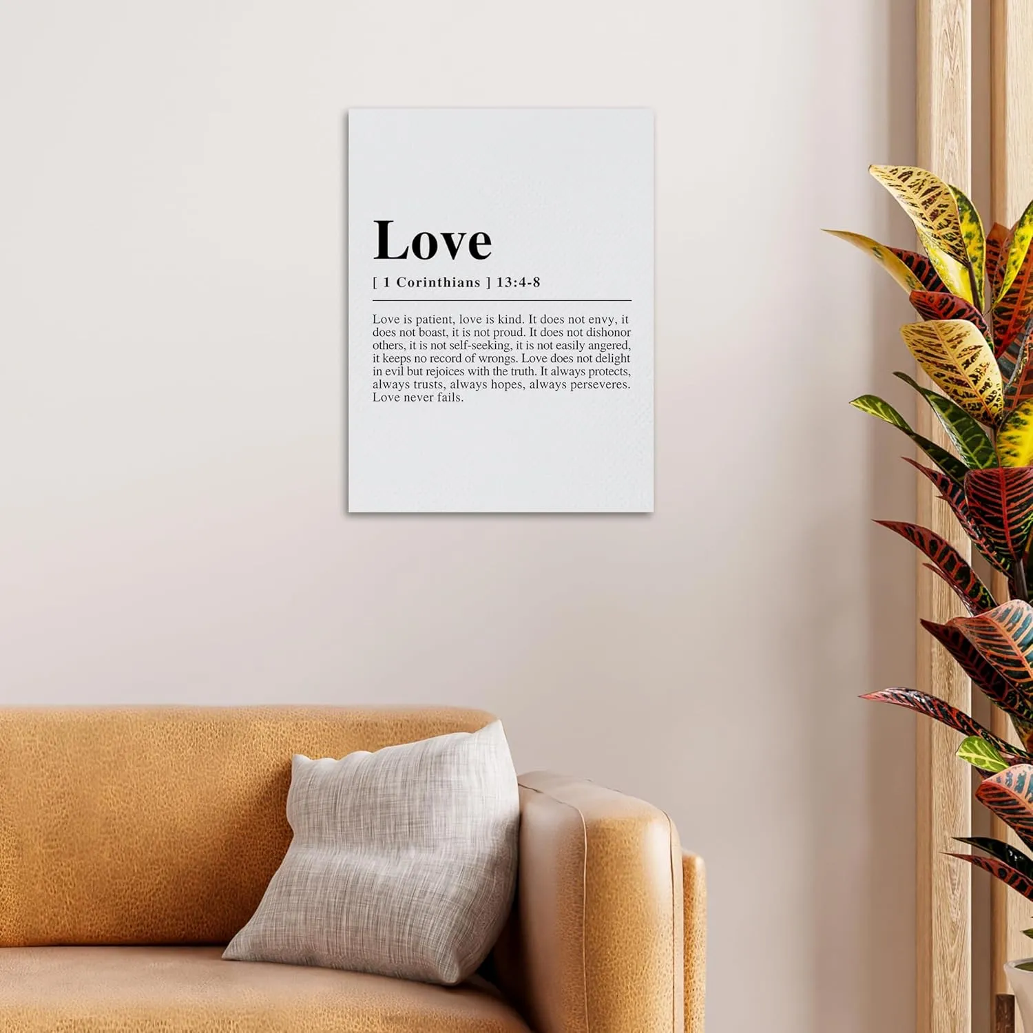 NOGRIT 1 Corinthians 13 Wall Art, Christian Canvas Art 11x14 Inch, Love Never Fails Bible Verse Wall Decor