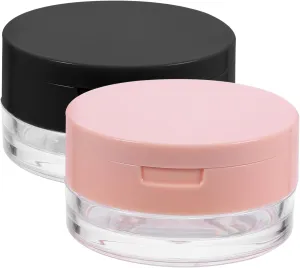 NOLITOY 2pc Portable Makeup Powder Box Translucent Setting Powder Container Cosmetics Compact