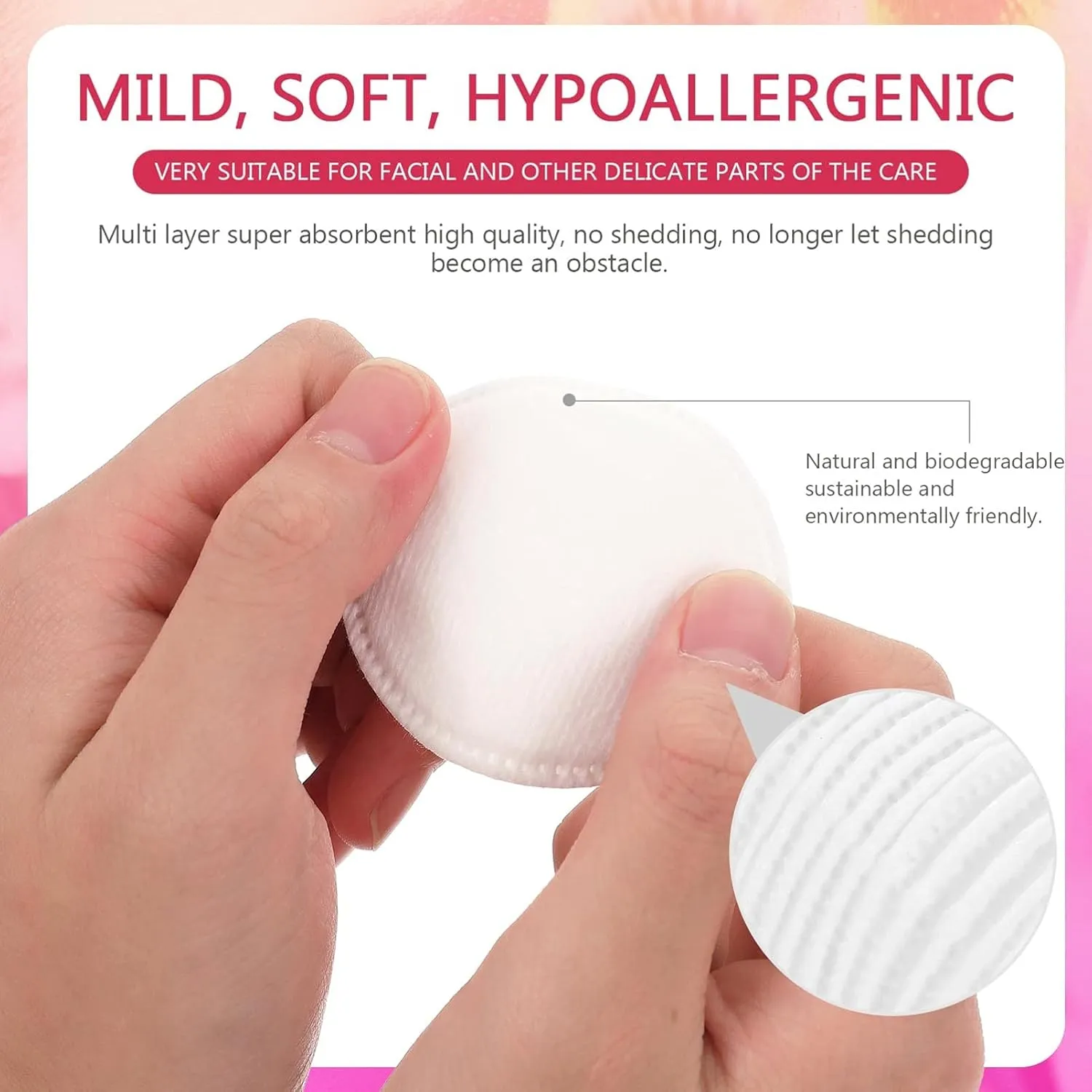 NOLITOY 2sets Makeup Remover Pads Reusable Cotton Pads for Gentle Makeup Removal for Face Eyes Lips 100 Pads 200pcs*2