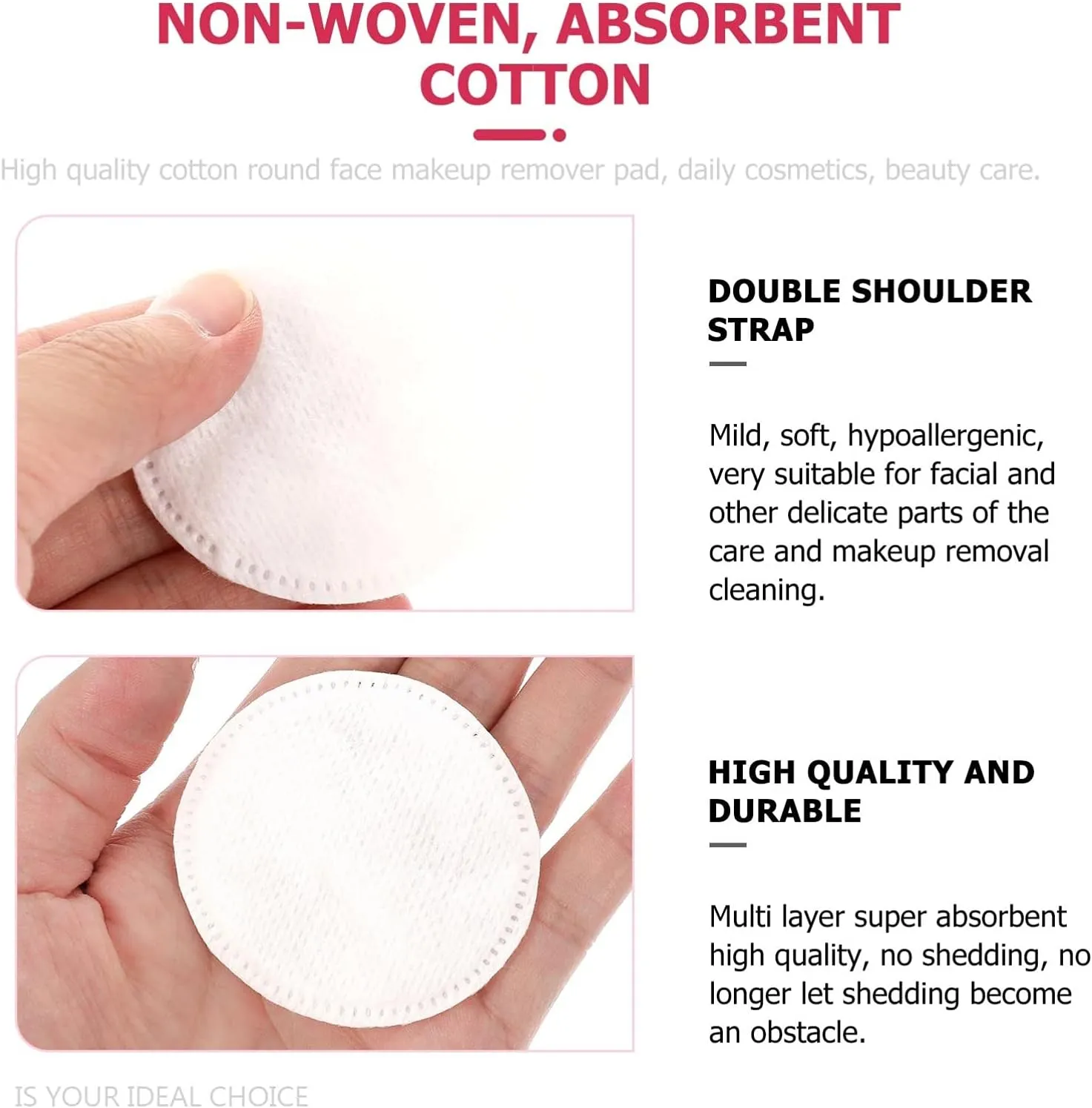 NOLITOY 2sets Makeup Remover Pads Reusable Cotton Pads for Gentle Makeup Removal for Face Eyes Lips 100 Pads 200pcs*2