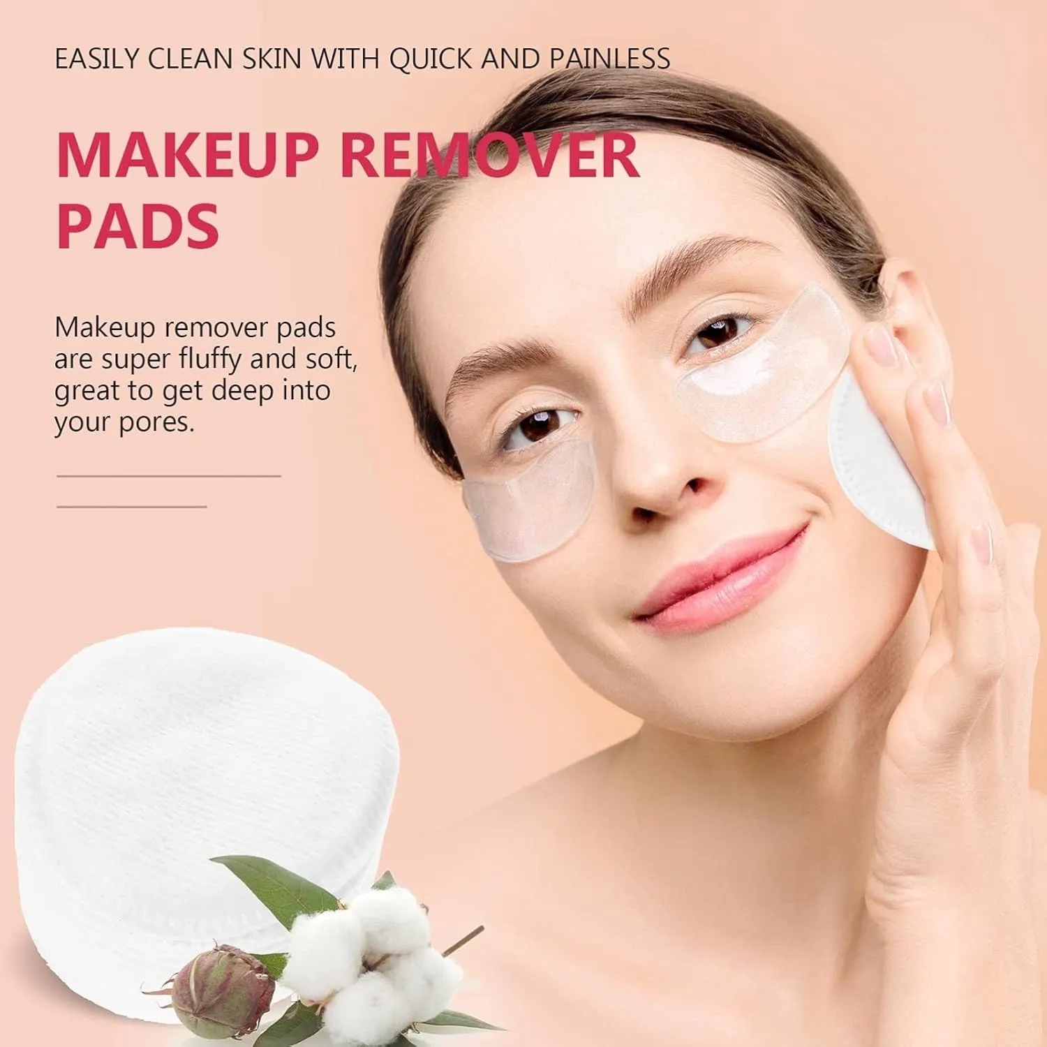 NOLITOY 2sets Makeup Remover Pads Reusable Cotton Pads for Gentle Makeup Removal for Face Eyes Lips 100 Pads 200pcs*2