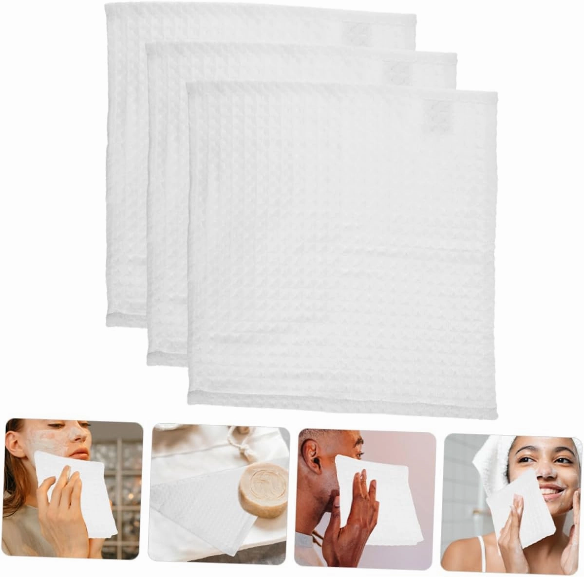NOLITOY 3sets Cotton Washcloths Set Reusable Face Cloths Makeup Remover Soft Absorbent Perfect for Daily Routine Travel 3pcs*3