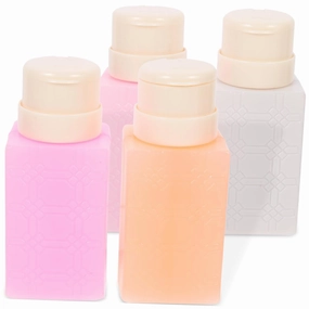 NOLITOY Empty Bottles 4 Pack Push down Pump Bottles for Nail Polish Toner Makeup Remover Easy Press Design Non-slip Surface