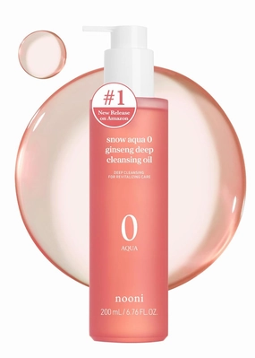 NOONI Facial Cleanser - Snow Aqua 0 Ginseng Deep Cleansing Oil | Makeup Blackhead Remover, Pore Care Control, Glass Skin, Helps Control Sebum, Revitalizing Care, 6.76 FL.Oz (200 ml)