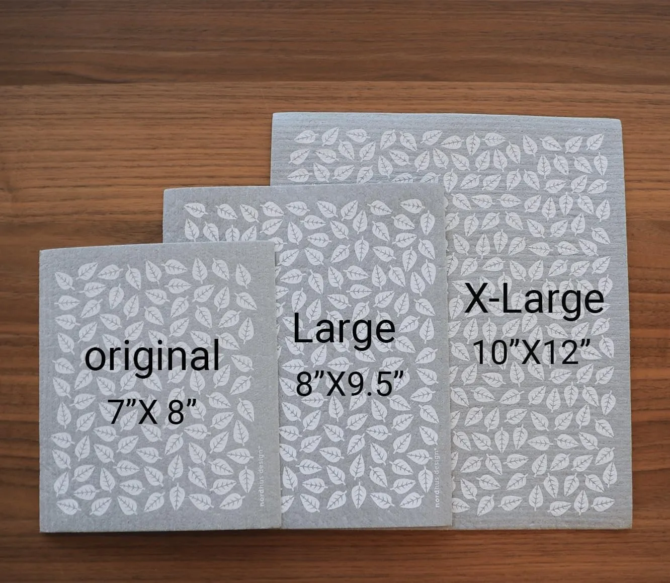 Nordhus Design X-Large Swedish Dishcloths, 5 Grey Cloths, Made in Sweden - 12 x 10 inch Reusable, Washable Cellulose Cotton Kitchen Cloths - Replace Paper Towels, Wipes, Sponges, Dish Rags