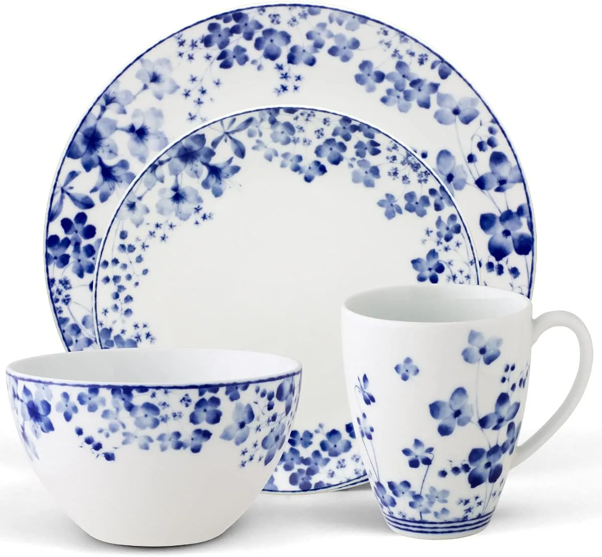 Noritake Bloomington Road Blue 4-Piece Place Setting, Serving for 1