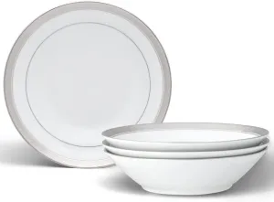 Noritake Crestwood Platinum Set of 4 Soup Bowls, 7.5", 12 oz.
