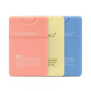 Noshinku Refillable Pocket Hand Sanitizer Discovery Deux 3-Pack | Organic Sanitizing Mist with Moisturizing Botanical Oils | FDA Registered | 70% Sugarcane Derived Alcohol | Travel Size