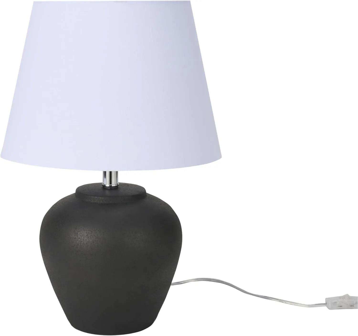 Nourison 20" Black Ceramic Pot Table Lamp for Bedroom, Living Room, Console, Entryway